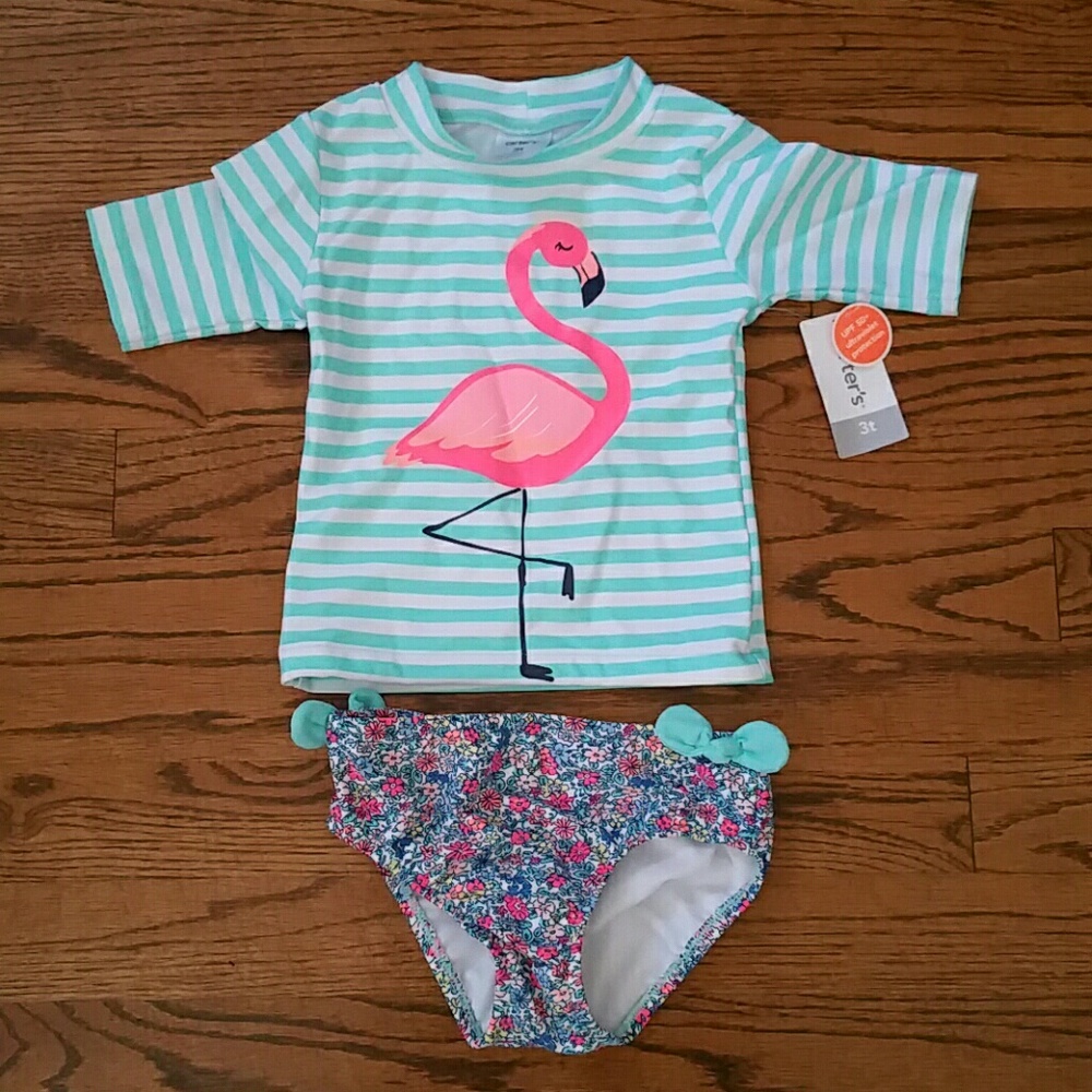 Carter's Flamingo 2 Piece Swimsuit, Size 3T